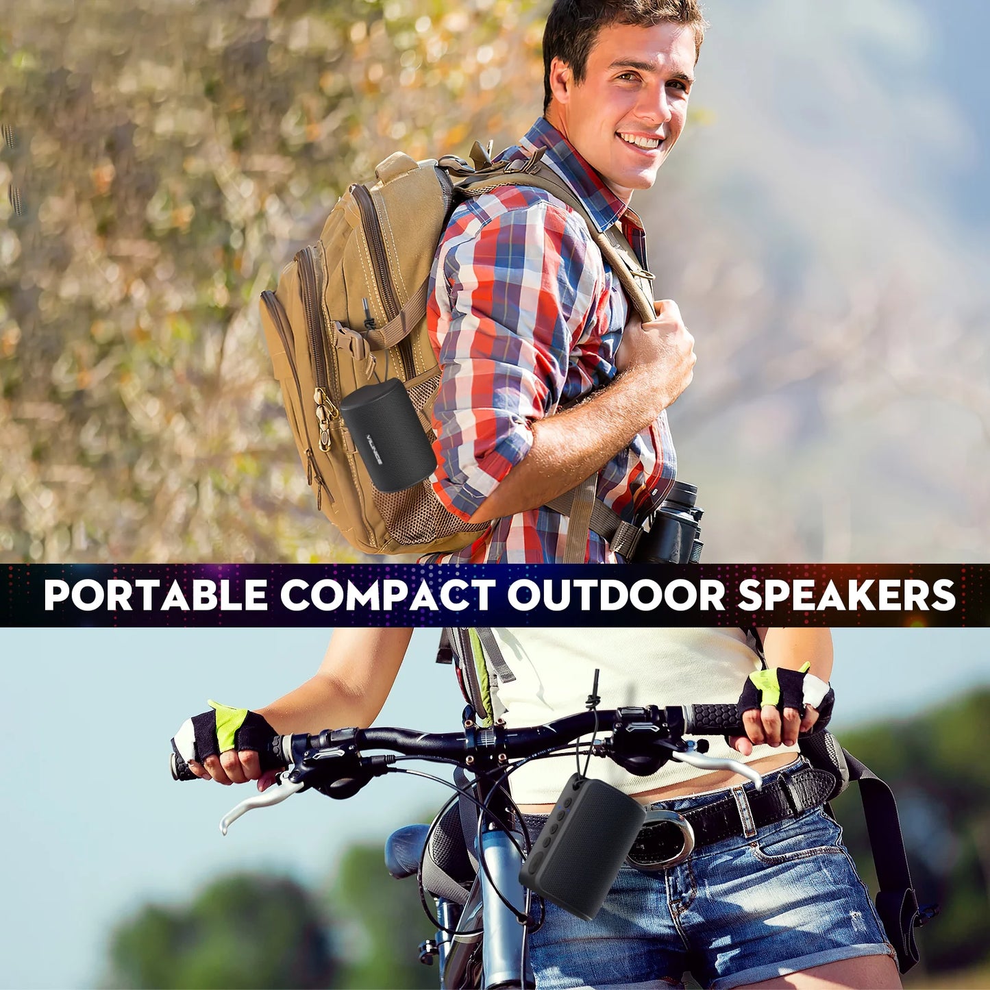 Bluetooth Speaker Portable, IPX7 Waterproof Wireless Outdoor Speaker, TWS Pairing, 12H Playtime, Black